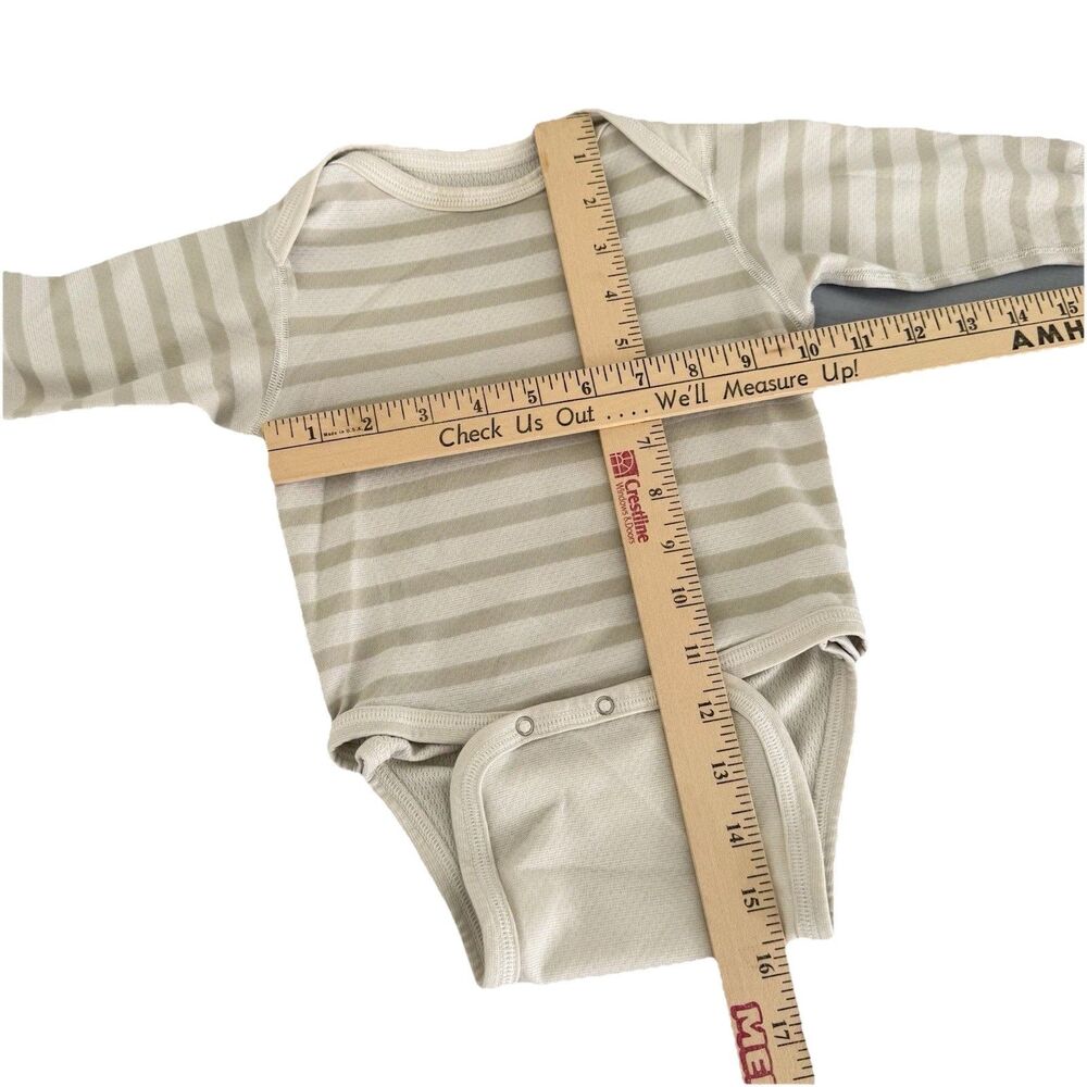 Patagonia Girls Baby 6M Striped Romper Beige Stripe Long Sleeve Crew Neck Snap - Picture 5 of 6